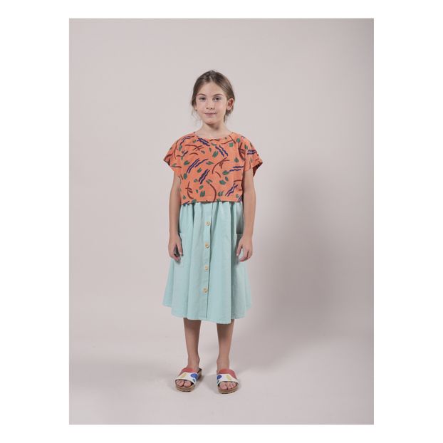 Long Buttoned Organic Cotton Bicolour Dress -product