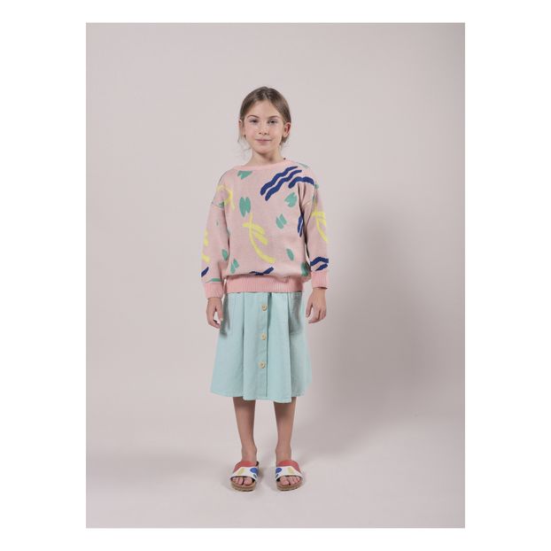 Long Buttoned Organic Cotton Bicolour Dress -product