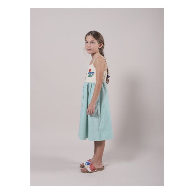 Long Buttoned Organic Cotton Bicolour Dress -product