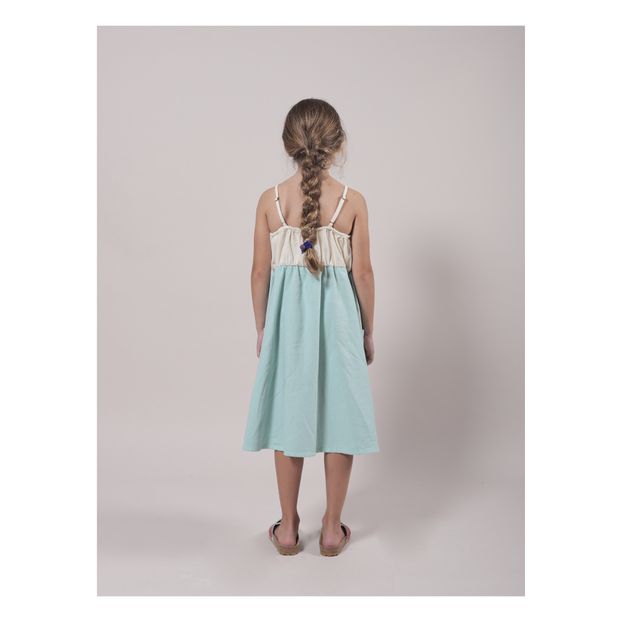 Long Buttoned Organic Cotton Bicolour Dress -product
