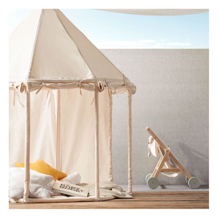 Pavillon en toile de coton et bois | Blanc cassé- Image produit n°2