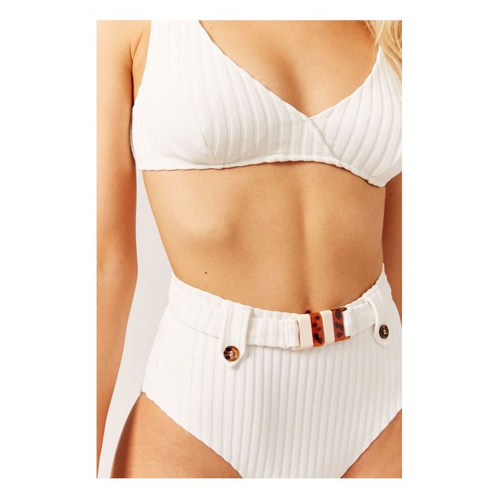 Annie Bikini Top Off White Solid Striped Fashion Adult