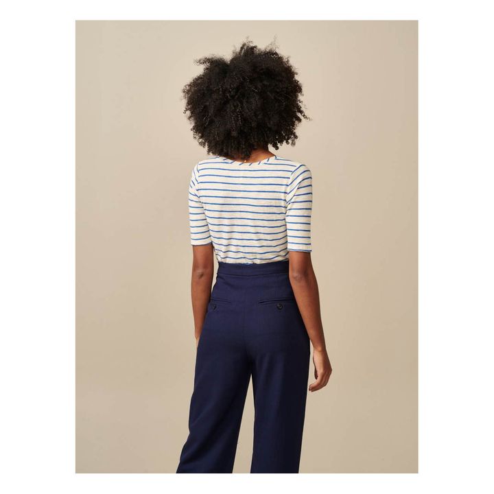 Seas Linen Stripe T-shirt - Women's Collection | Blue- Product image n°5