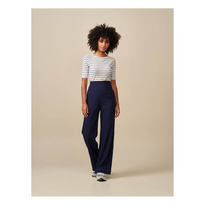T-shirt Seas in lino a righe - Collezione Donna | Blu- Immagine del prodotto n°3