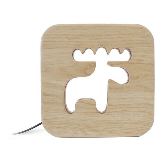Solid Oak Reindeer Night Light-product
