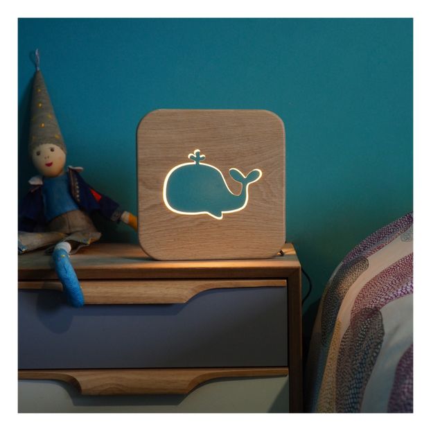 Solid Oak Whale Night Light-product