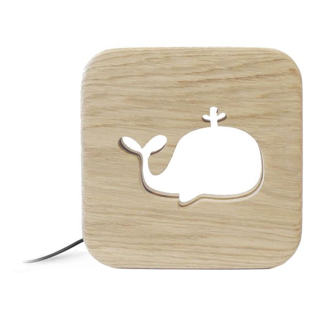 Solid Oak Whale Night Light-product