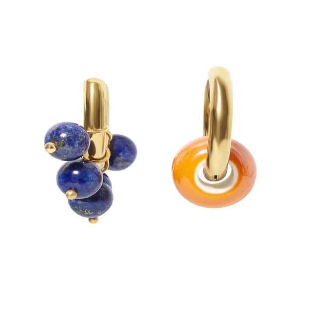 Mismatched 24 ct gold-plated Lapis Earrings -product
