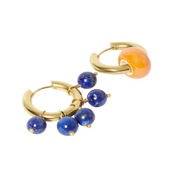 Mismatched 24 ct gold-plated Lapis Earrings -product