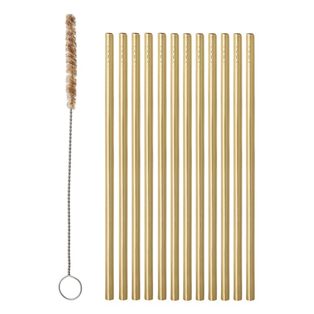 Paille en métal et brosse - Set de 12-product