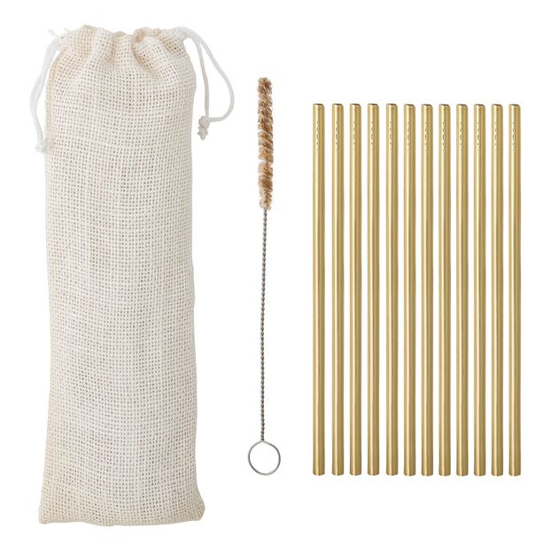 Paille en métal et brosse - Set de 12-product