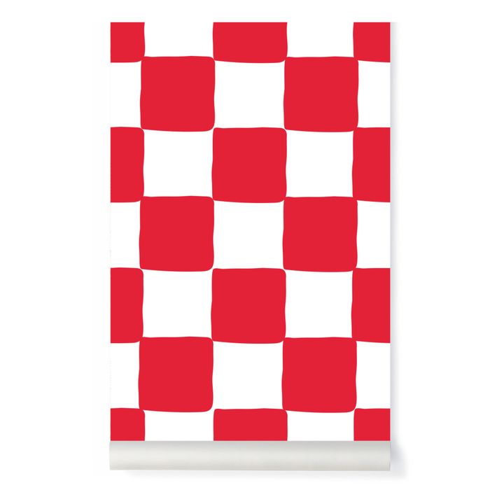 Tapete Schachbrett - Mathilde Cabanas x Bonjourgeorges Rot- Produktbild Nr. 0