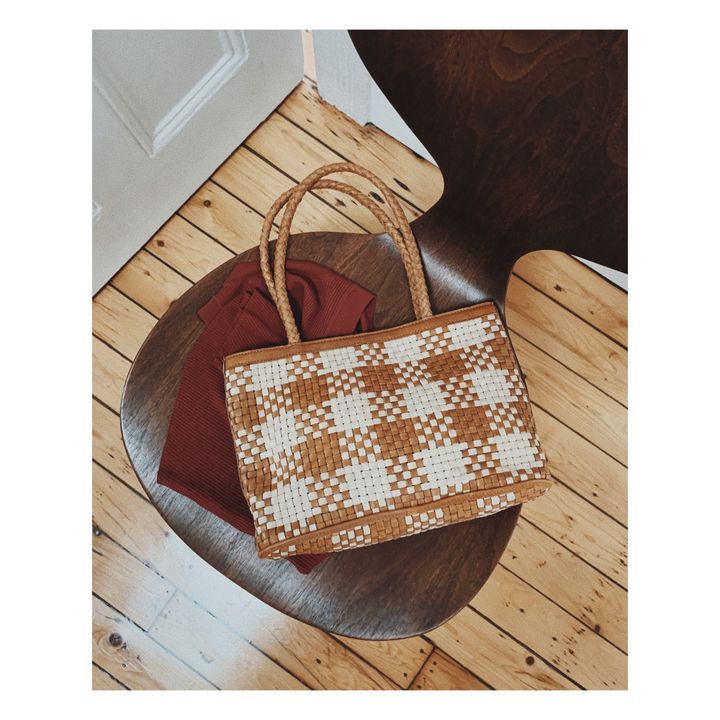 Sac Cuir Tressé Ella Vintage Check | Naturel- Image produit n°2