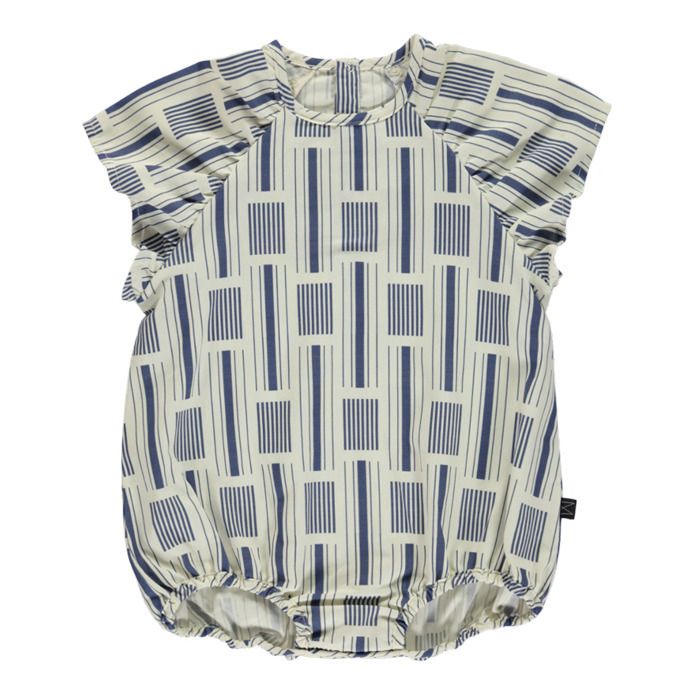 Barboteuse Motifs Coton Bio | Bleu- Image produit n°0