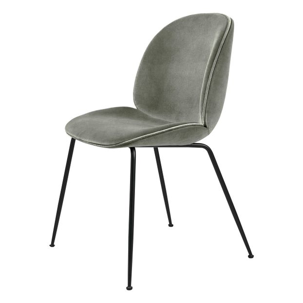 Chaise Beetle rembourrée en velours Eros, piètement noir - GamFratesi-product