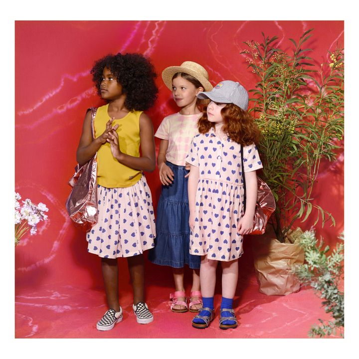 Raspberry Organic Cotton Heart Skirt | Pale pink- Product image n°1