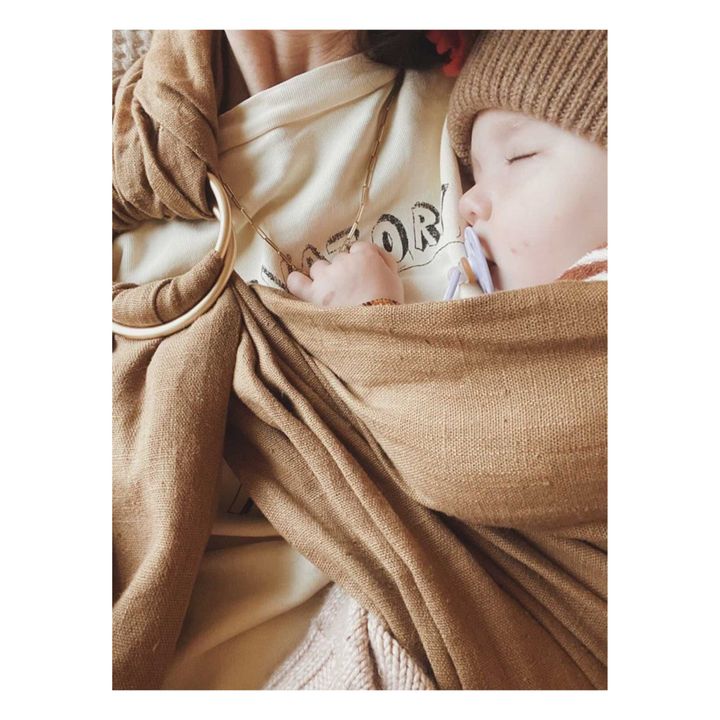 Sciarpa-fascia in lino per trasportare i bambini | Nocciola- Immagine del prodotto n°7
