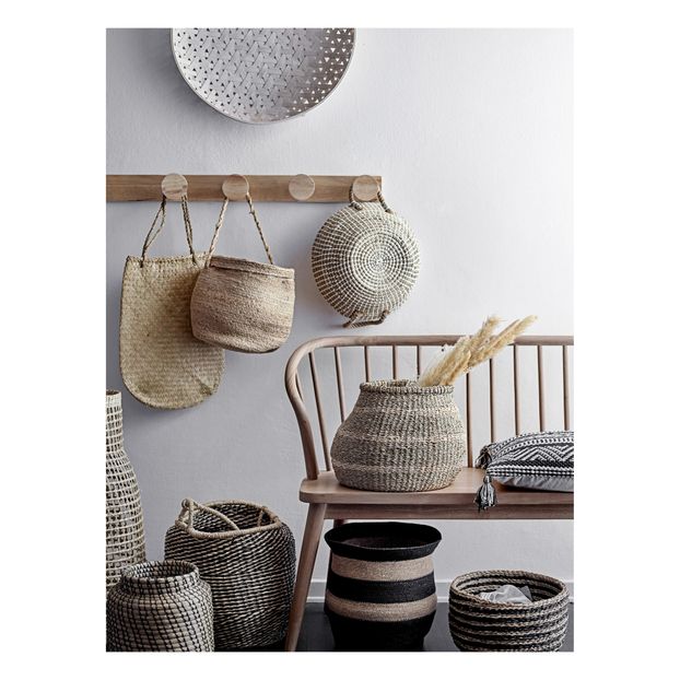 Panière rayé en jonc de mer-product