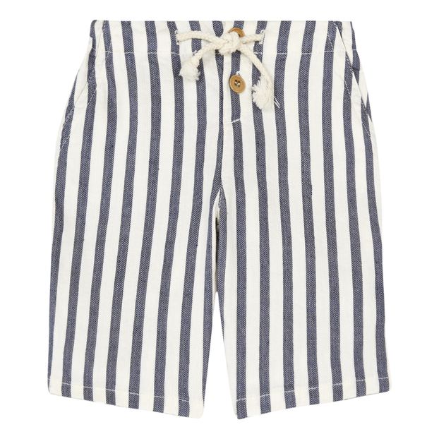 Bermuda in lino e cotone a righe-product