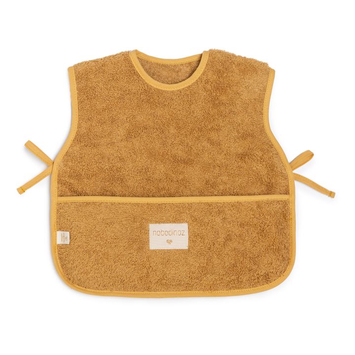 Babero con peto de esponja de algodón orgánico Caramelo- Imagen del producto n°0