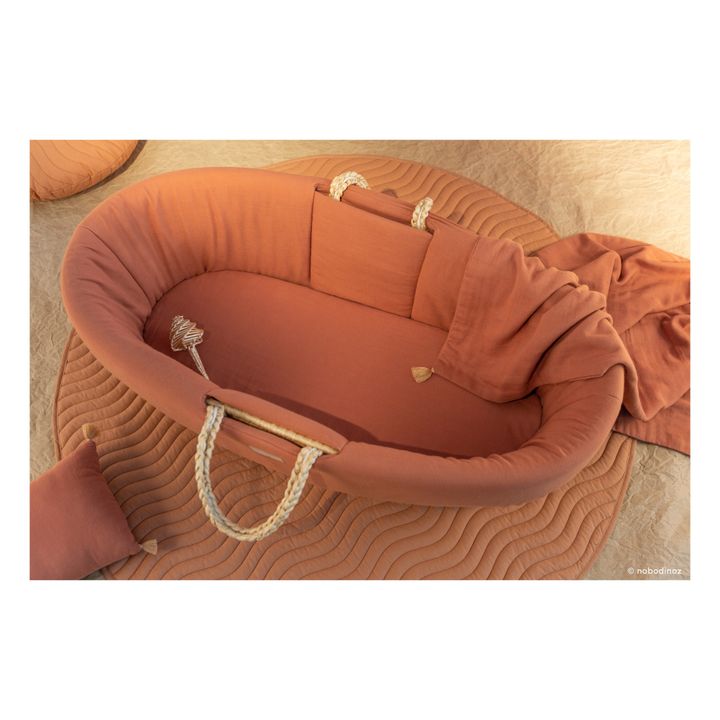 Organic Cotton Padded Sheet for Moses Basket | Terracotta- Product image n°1