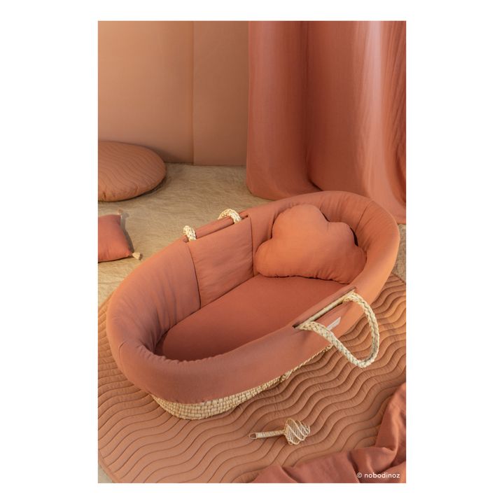 Organic Cotton Padded Sheet for Moses Basket | Terracotta- Product image n°5