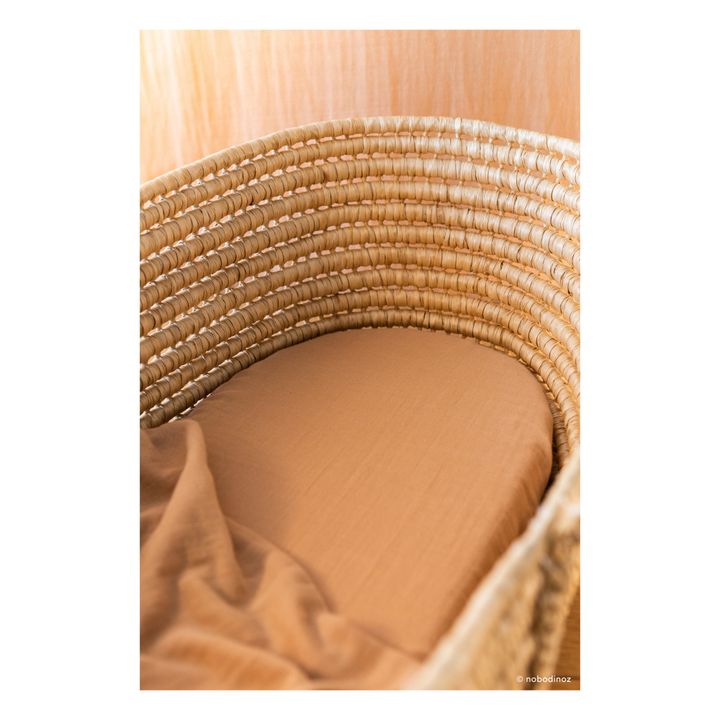 Sábana bajera para capazo Melody de algodón orgánico Nude- Imagen del producto n°1