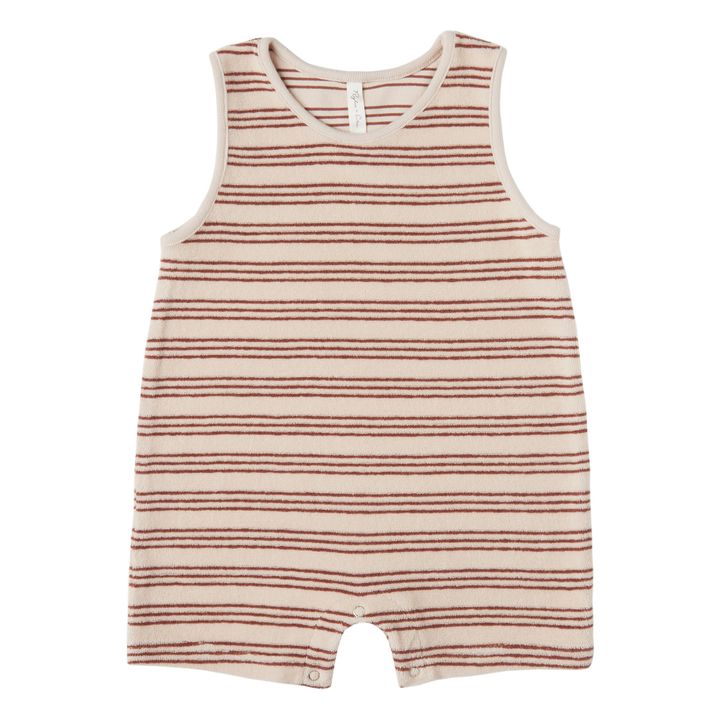 Terry Cloth Striped Playsuit | Red- Product image n°0