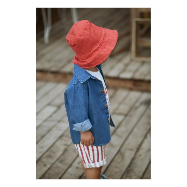 Bermuda in lino e cotone a righe-product