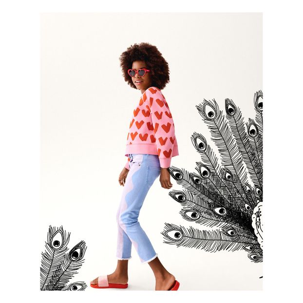 Suéter algodón orgánico Cropped Corazones-product