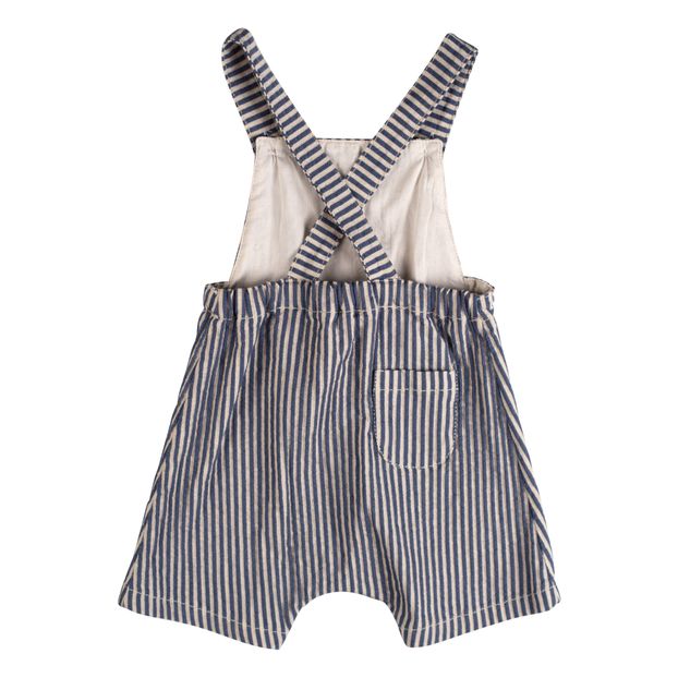 Salopette in cotone e lino a righe-product