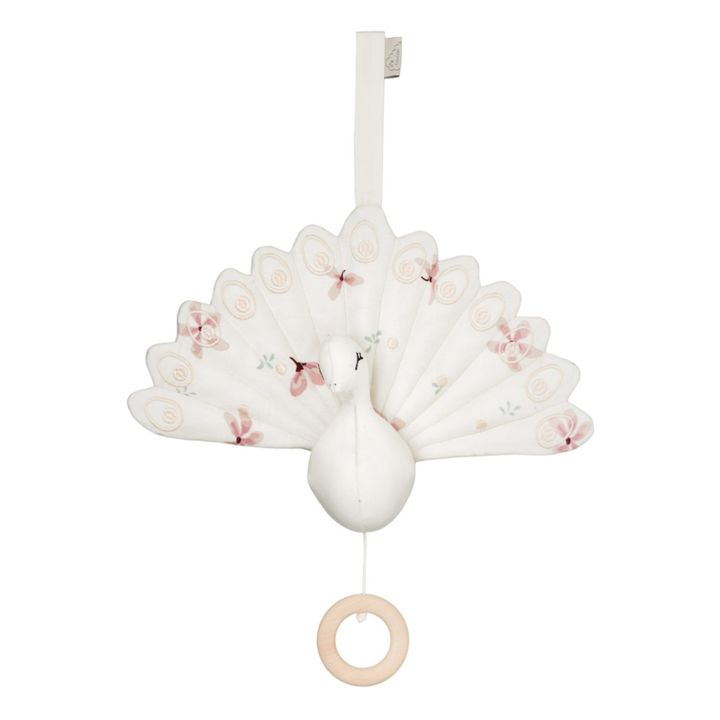 Mobile musical Paon en coton bio Windflower | Crème- Image produit n°0