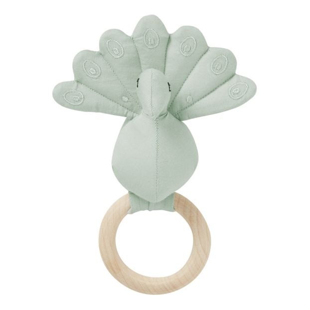 Hochet en bois et coton bio Paon-product