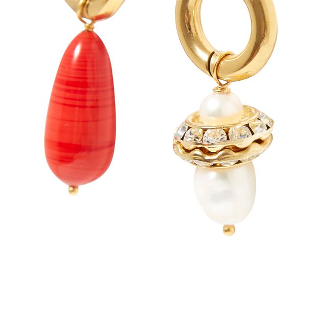 Boucles d'Oreilles Dépareillées en Plaqué Or 24 ct Perles-product