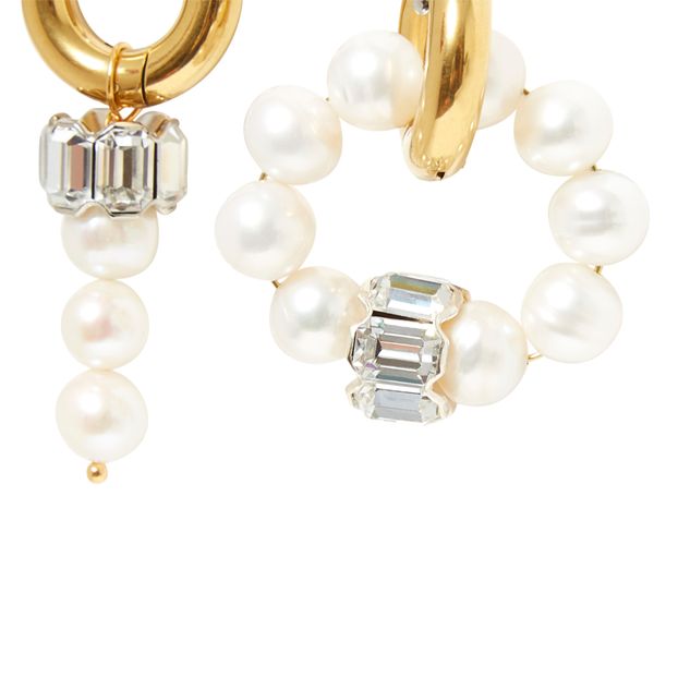 Boucles d'Oreilles Dépareilléess en Plaqué Or 24 ct Perles et Crystal Swarovski-product