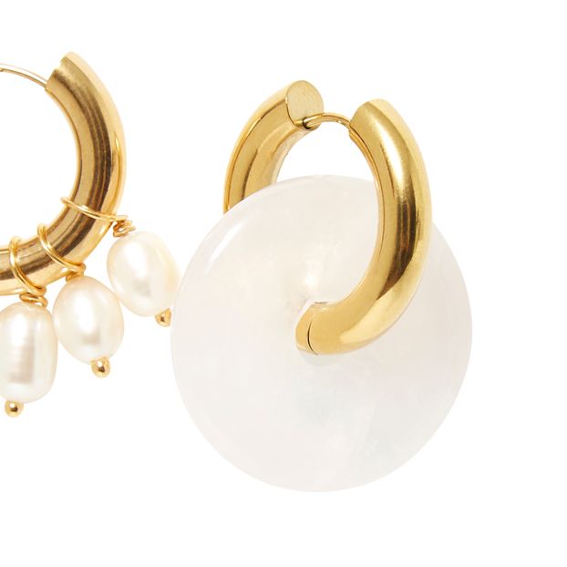 Boucles d'Oreilles Dépareillées en Plaqué Or 24 ct Quartz-product