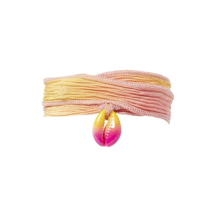 Bracciale conchiglia con nastro in seta | Arancione- Immagine del prodotto n°0
