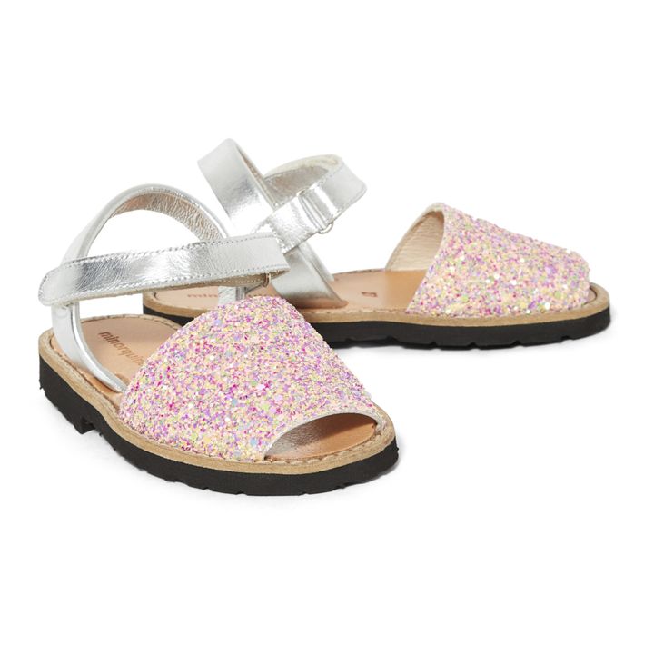 Sandalias Avarca Velcro Lentejuelas Rosa- Imagen del producto n°1