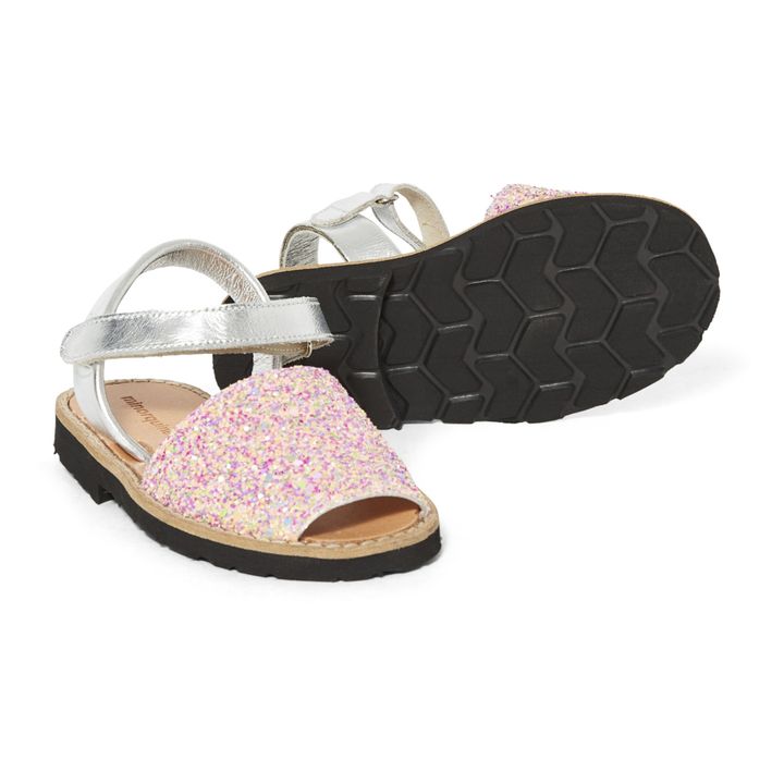Sandalias Avarca Velcro Lentejuelas Rosa- Imagen del producto n°2