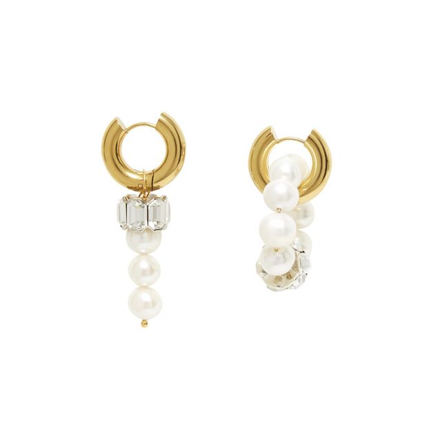 Boucles d'Oreilles Dépareilléess en Plaqué Or 24 ct Perles et Crystal Swarovski-product