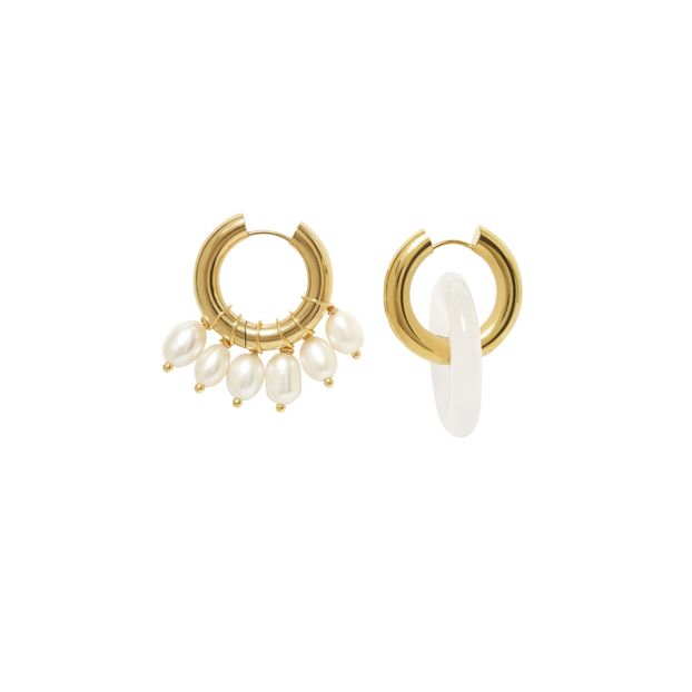 Boucles d'Oreilles Dépareillées en Plaqué Or 24 ct Quartz-product