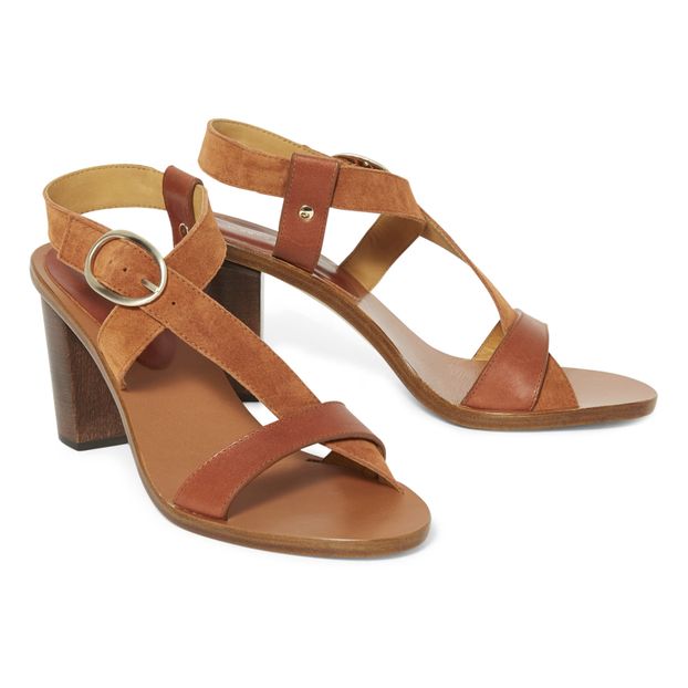 Sandali in pelle vegetale et in camoscio 80mm-product