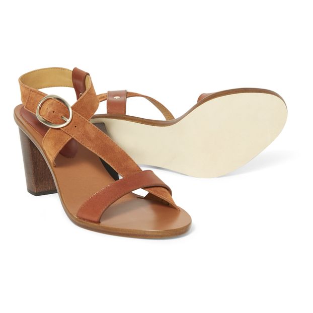 Sandali in pelle vegetale et in camoscio 80mm-product