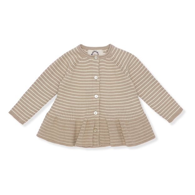 Organic Cotton Striped Frill Cardigan -product