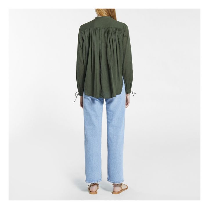 Cotton Crepe New Cirgar Blouse | Khaki- Product image n°2