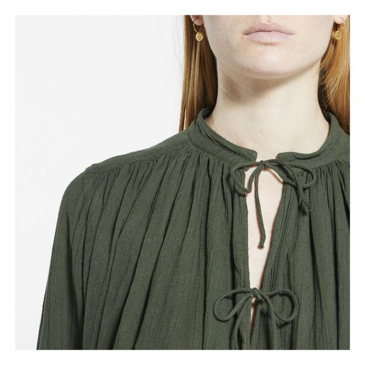 Cotton Crepe New Cirgar Blouse | Khaki- Product image n°3