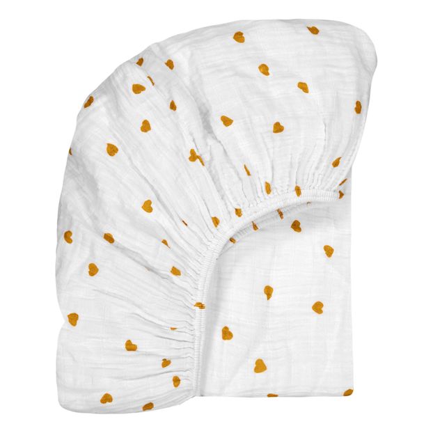 Drap-housse Olivia Cœurs Moutarde-product
