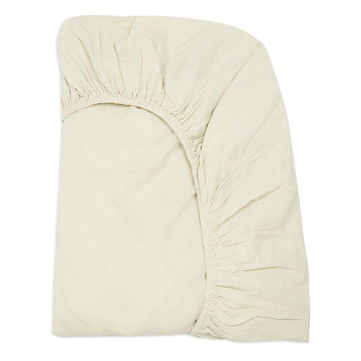 Seigle Double Cotton Muslin Fitted Sheet | Milk- Product image n°0