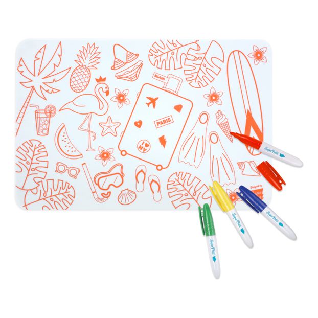 Mini set de table à colorier réversible avec 4 feutres - Floride-product