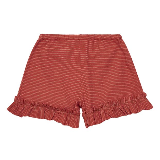 Shorts Jersey a righe in lurex con volants-product